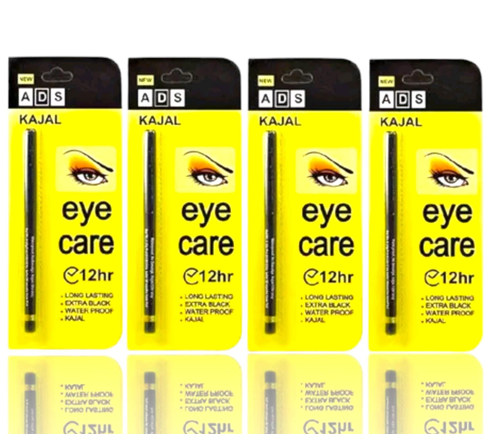 ADS Eyecare Kajal Pencil  Kajal for Eye Waterproof Black Combo Pack Super Black Colour (Pack of four)